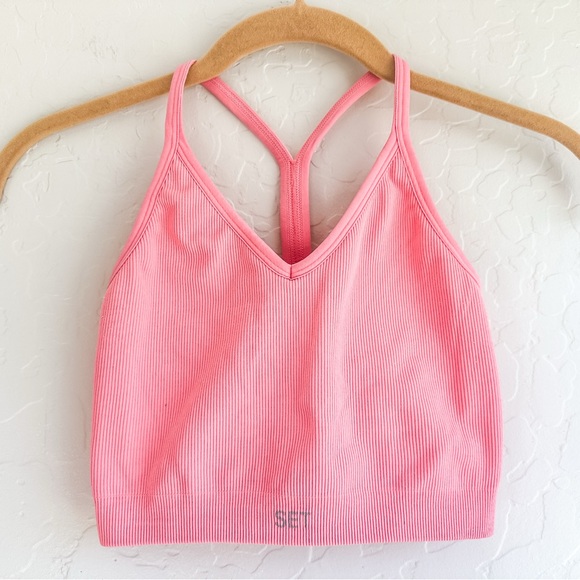 SET Active Other - SET Active Sculptflex Ribbed V Bra Women’s Pink - Size XSmall/Small